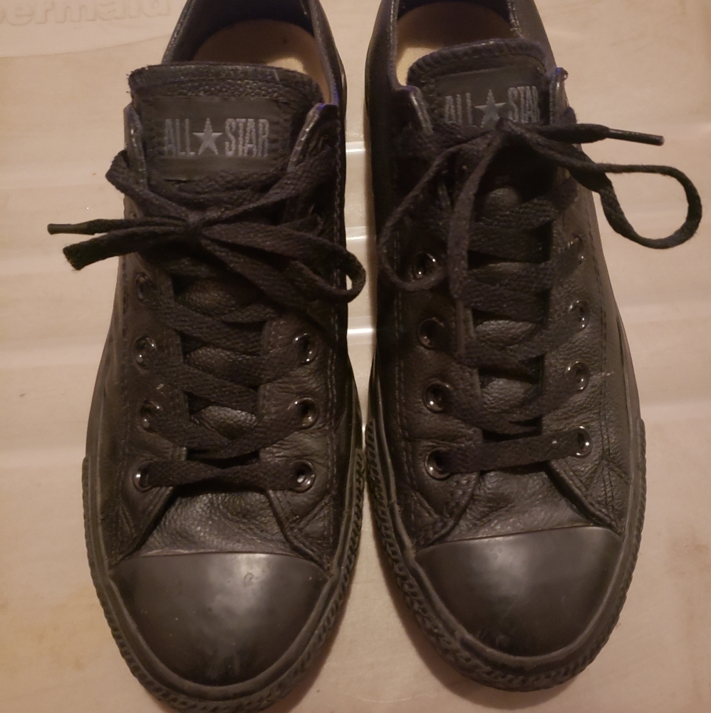 All Black Leather Converse